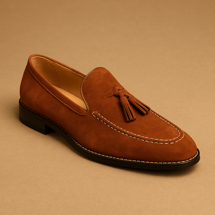 Herren Veloursleder-Loafer – Elegante Quasten-Slipper mit Rutschfester Sohle