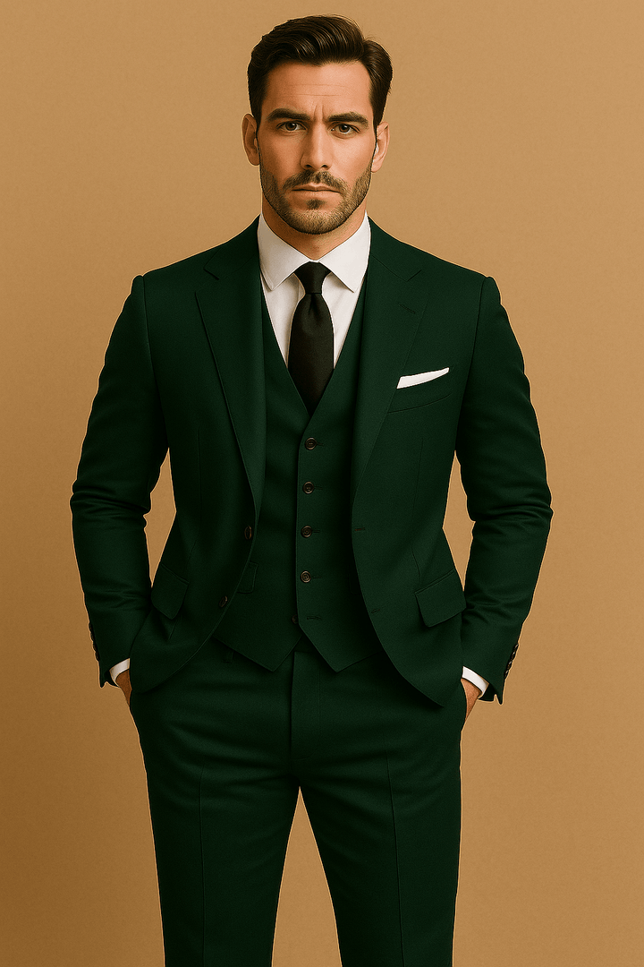 Herrenanzug Set Polyester 3-teilig Sakko Weste Hose für Hochzeit und Business