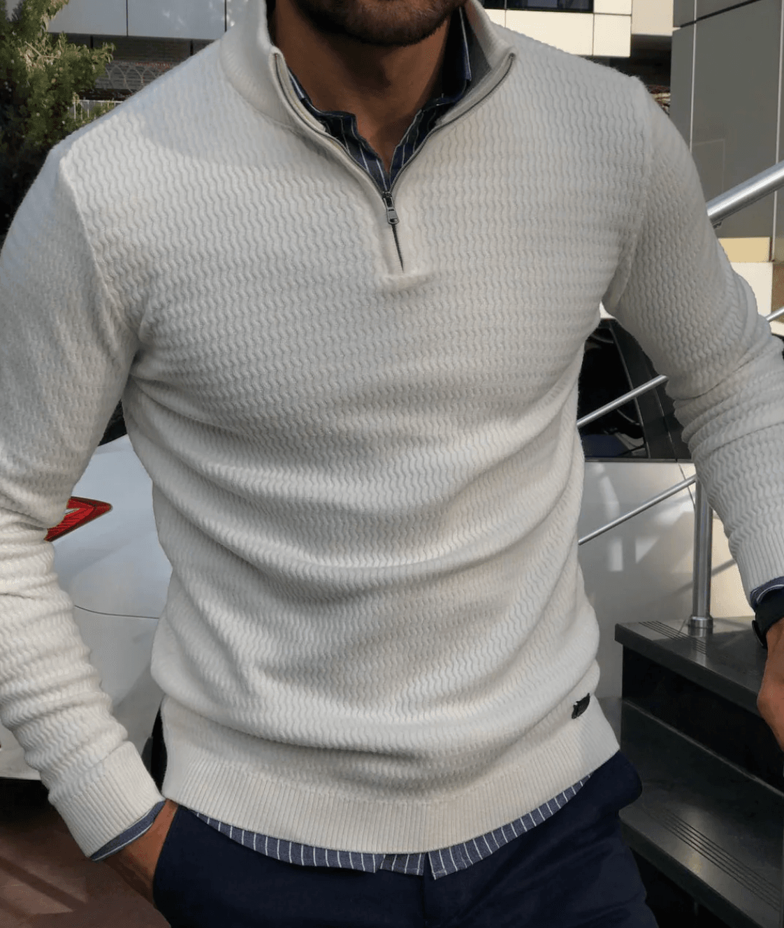 Strickpullover mit Reißverschluss – Elegant und lässig – Weiches Strickmaterial – Ideal für den Herbst 0